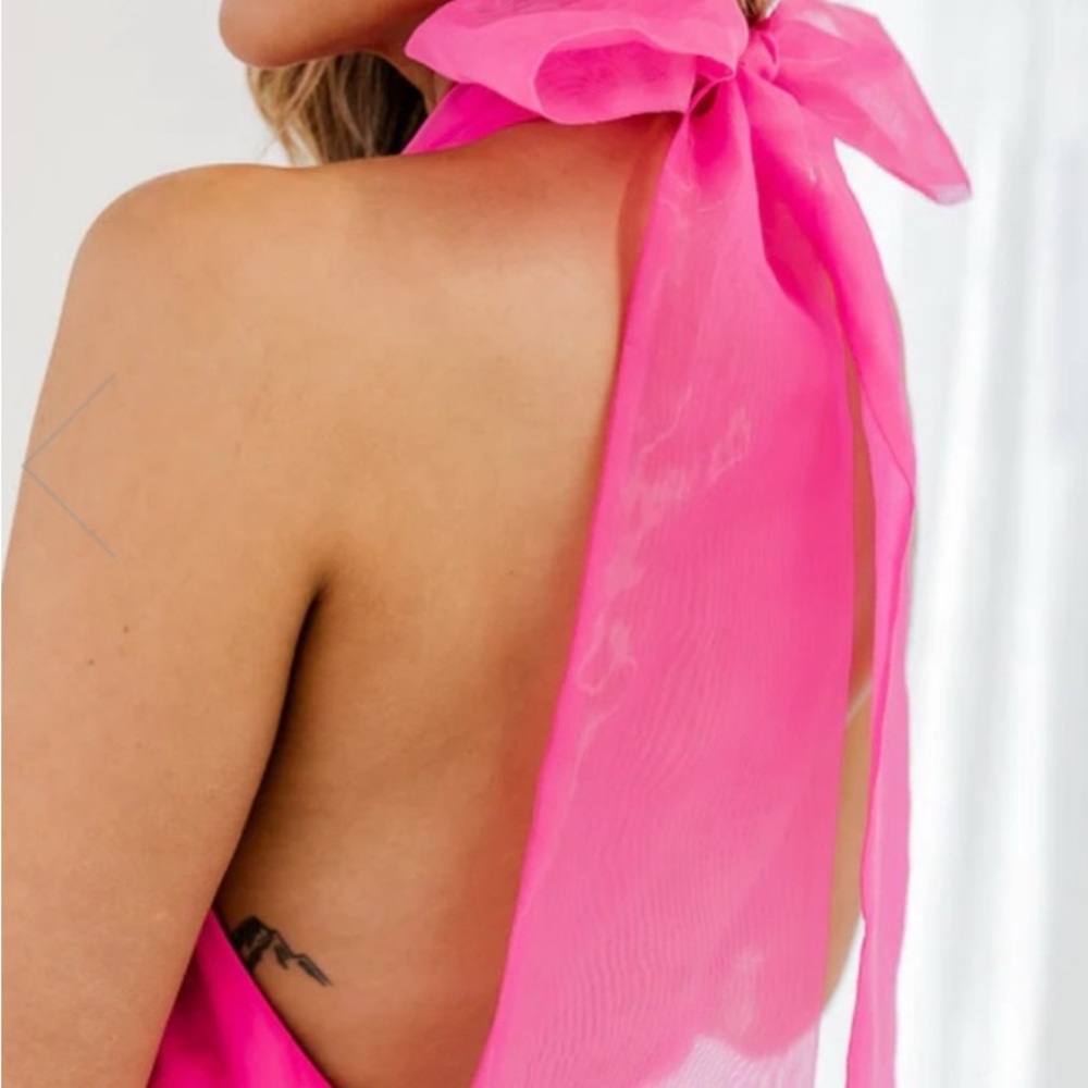 Elegant Pink Halter Bodysuit